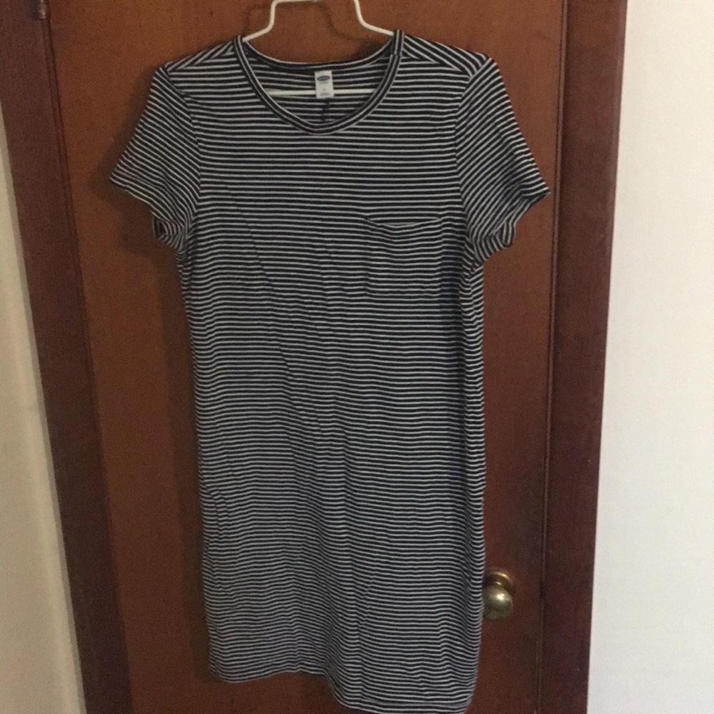 Black and white striped tee shirt dress